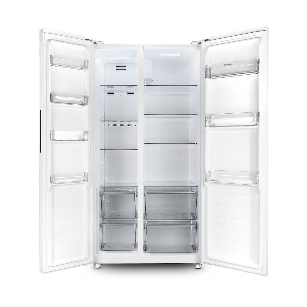 Montpellier MSBS442W American Style Side by Side Fridge Freezer in White - Image 2